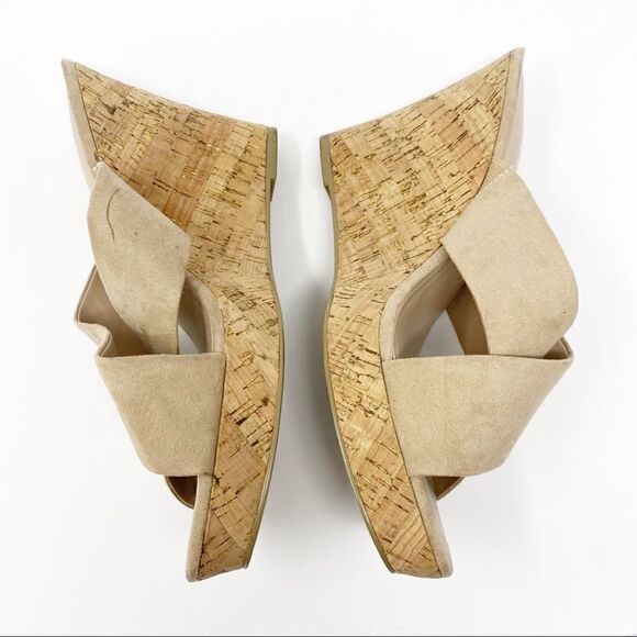 Charles David Cork Suede Criss Cross Wedge Sandals - Picture 3 of 7